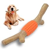 Dog Chew Toy for Aggressive Chewers, Tough Big Nylon & Rubber Teething Stick with Real Bacon Mapl...
