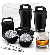 DOQAUS Clear Ice Cube Maker 2.5", Stainless Steel Diamond Ice Ball Maker Mold with Silicone Shell...