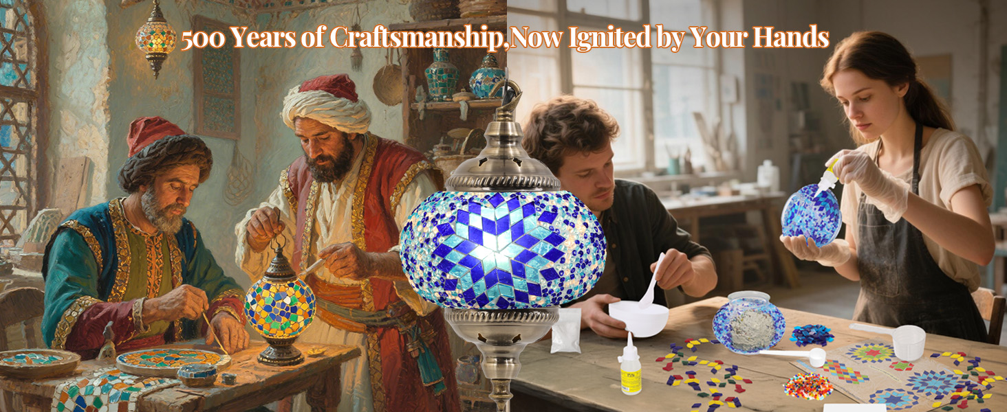 DIY Handmade handCrfat Antique Moroccan Stained Glass Turkish Mosaic table Lamp Kit for Adults