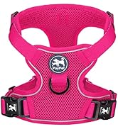 PoyPet Reflective Soft Breathable Mesh Dog Harness No Choke Double Padded Vest Adjustable(Fuchsia,M)