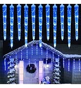 Joomer Blue Christmas Icicle Lights, 13FT 20 Tubes 90 LED 8 Modes Icicle Lights with Timer Functi...