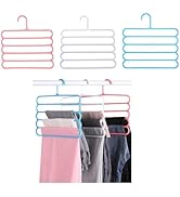 9 Pack Pants Hangers for Closet,Pants Rack 5 Layers Multifunctional Hangers for Trousers Scarves ...