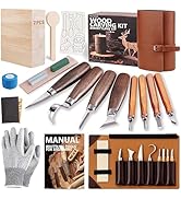 Wood Carving Kit Whittling Kit: Deluxe Wood Carving Tools Set with Leather Case - Wood Carving Kn...