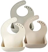 PandaEar Silicone Baby Bib for Girls Boys| Adjustable Waterproof Eating Bibs| BPA Free Soft Durab...