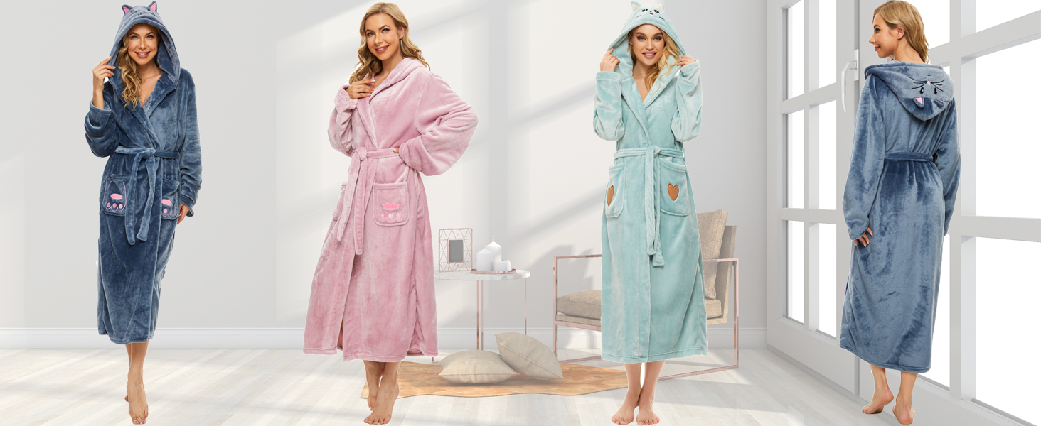 women plush robes long