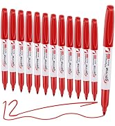Cgerma Permanent Markers,Fine Point Markers, 12 Pack Red Permanent Marker Set, Quick Drying, Fade...
