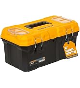 POWERTEC 16-Inch Tool Box with Trays - Lockable, Metal Latch, Organizer, Portable Storage for Too...