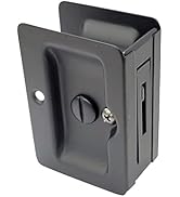 QCAA Premium Quality Solid Brass Rectangular Pocket Sliding Door Pull, Privacy Lock, 3-1/4''X2-1/...