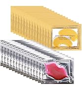 NIYET 30 Pairs Lip Masks & Gold Hydrogel Collagen Eye Masks, Under Eye Patches Gel Pads for Dark ...