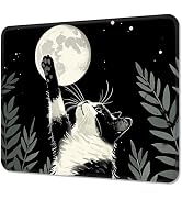 Niniubye Mouse Pad, Cute Mouse Mat, 10" x 8", Black Cat and Moon | Square Waterproof Gaming Compu...