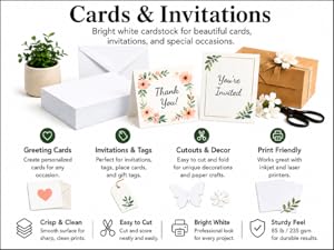 White cardstock for greeting cards, invitations, tags, cutouts, and special occasions