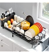 Urackify Large Dish Drying Rack, Expandable Dish Racks for Kitchen Counter, Multifunctional Dish ...