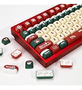 YMKPVR KBDiy Christmas Carnival KOA Profile Keycap Set,133 Keycaps, Red Xmas Santa Snowflake PBT ...