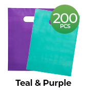 Teal & Purple Plastic Bags With Handles 100 Count 9”x12” Size 1.5Mil Merchandise Bags