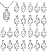 Frinnovan 25 Pack Pearl Cage Locket Pendants Openable Crystal Stone Holder for DIY Charms Bracele...