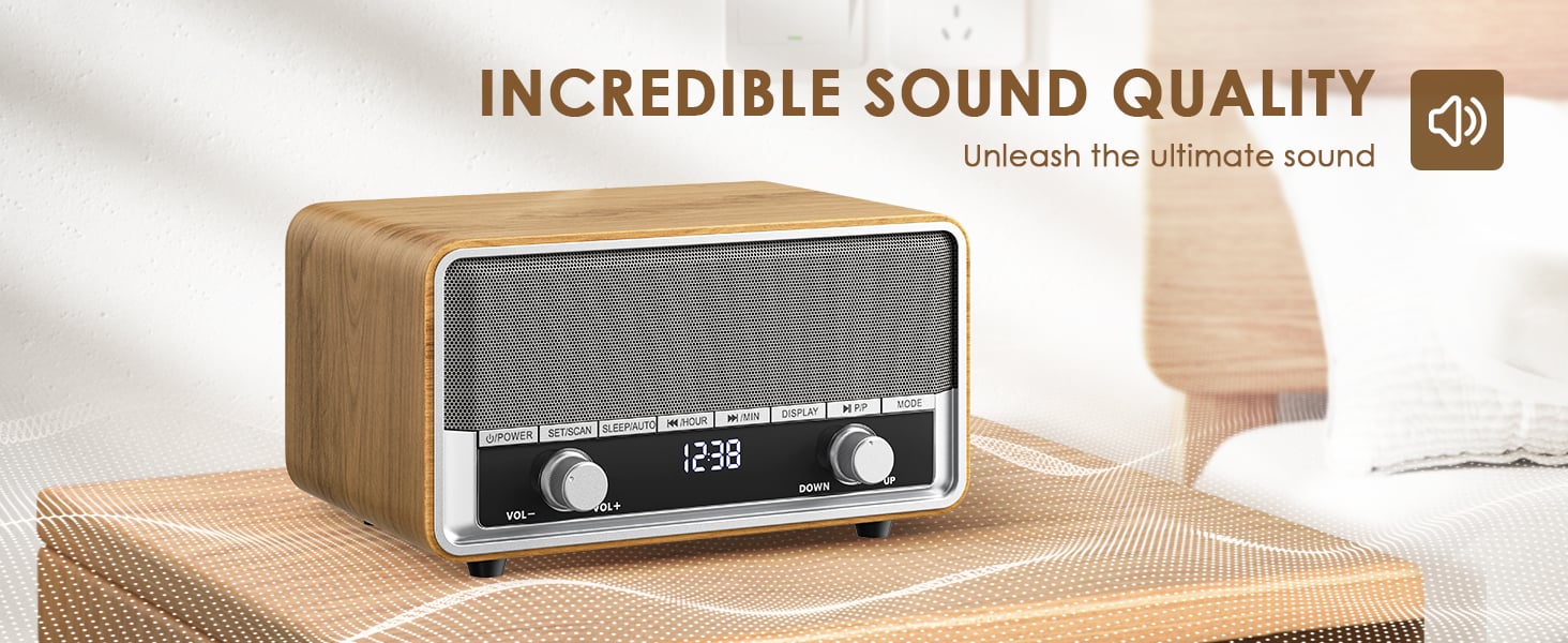 Clock radio am fm for bedroom digital radio, radio with sleep timer