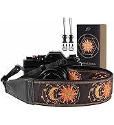 Padwa Lifestyle Helios Moon God Camera Strap -2" Full Grain Leather Ends Camera Straps for Photog...