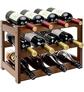 Thalomely Bamboo Wine Rack, 3-Tier 12 Bottles Wine Storage Cabinet Shelf, Easy-Assembly Freestand...