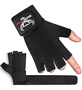 BEAST RAGE Padded Workout Gloves for Men, Long Wrist Straps Stabilize Adult Grip Weight Lifting G...