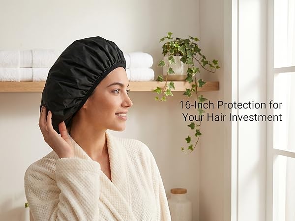 Jumbo shower cap for women reusable waterproof protect your hair blowout keep hair dry