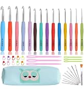 Crochet Hook Set,14 Sizes Crochet Hooks for Arthritic Hands,Crochet Hooks Ergonomic Soft Grip wit...