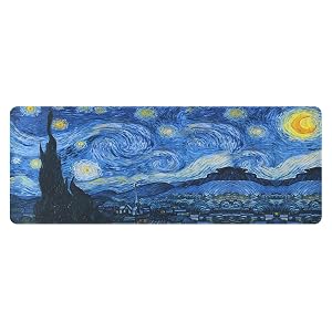Van Gogh Starry Night Extended Large Gaming Mouse Pad,31.4"x11.8"Non-Slip Rubber Base Large Mousepad