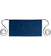 PLOYMONO 1 Pack Heavy Duty Waist Apron with 3 Pockets - Navy Blue Waitress Waiter Server Short Apron