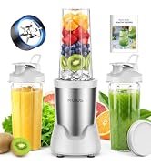 KOIOS Personal Blender for Smoothies with 3 x 22oz To-go Cups, BL319B White | Press-and-Twist Loc...