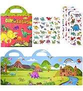 ASTARON 3D Puffy Sticker Book for Kids,88 Pcs Reusable Dinosaurs Jelly Stickers for Toddlers,Puff...