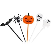CCINEE 80pcs Halloween Plastic Fruit Forks, Mini Salad Food Cupcake Picks Creative Fashion Cartoo...