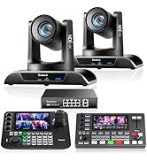 Tenveo PTZ Bundle/Kits - 20X 4K AI Auto-Tracking NDI PTZ Camera(*2) with HDMI/USB3.0/LAN(PoE), 7’...