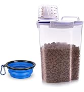 TIOVERY Dog Food Storage Container Small, Cat Food Storage Container Airtight Plastic Dispenser w...