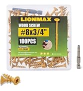 LIONMAX Deck Screws 3/4 Inch, Wood Screws #8 x 3/4", 100 PCS, Rust Resistant, Exterior Epoxy Coat...