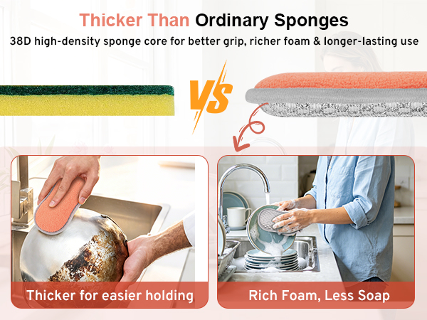 thicker than Ordinary sponges kitchen sponges non scratch sink scrubber sponges for dishes
