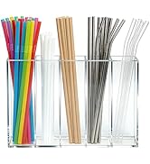 Pesilo 9.5'' Large Acrylic Straw Holder for Cabinet Door, Reusable Tumbler Straw Organizer with U...