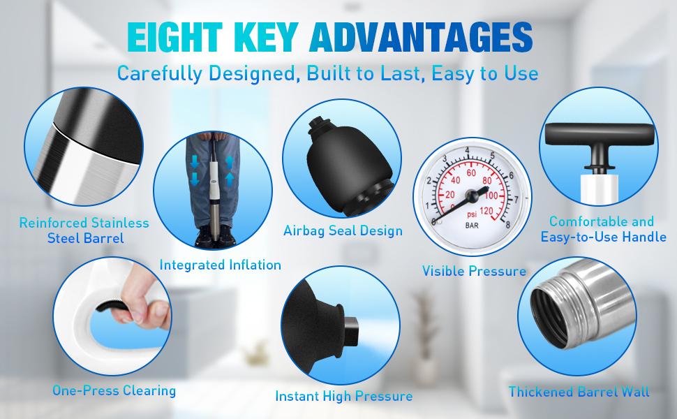 The eight key advantages of our plumbing snake drain clog remover tool