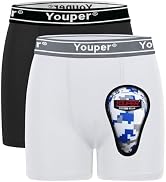 Youper Boys Compression Brief with Soft Protective Athletic Cup, Youth Underwear for Baseball, Fo...