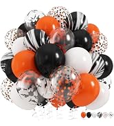 Orange and Black Halloween Balloons Set, 60Pcs 12 Inch Orange Black Marble White Latex Balloons w...