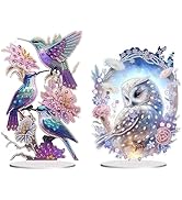 BHKDCMDL 5D Diamond Art Kits for Adults, DIY Hummingbird and Owls Diamond Art Painting Tabletop O...