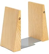 TILISMA Book Ends for Shelves - Handmade Wooden Bookends with Metal Base, Chestnut Tree - Sturdy ...