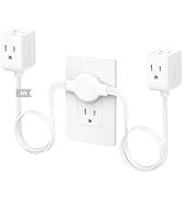 TROND Split Extension Cord with Flat Wall Plug, Twin 3ft Each Side, White | Low-Profile Dual End ...