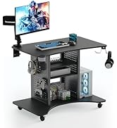EUREKA ERGONOMIC Small Rolling Gaming Desk, 37” Computer Desk for Small Spaces, Computer Cart wit...