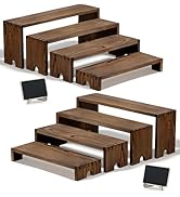 HBlife 2 Set Widened Wood Display Risers for Vendor Events, Stackable Modular Cupcake Stand Buffe...