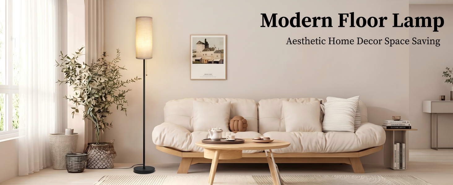 Floor Lamp for Living Room, Modern Standing Lamps with Lampshade, Minimalist Tall Lamp