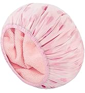 Auban Shower Cap, Shower Cap for Women Terry Cloth Lined EVA Exterior Reusable Double Layer Water...