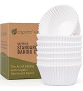 Caperci 225pcs White Parchment Cupcake Liners - Standard Muffin Liners Baking Cups, Parchment Pap...