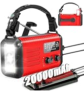 20000mAh / 74000mWh Emergency Radio, Solar Hand Crank Radio AM/FM/NOAA Weather Radio, Battery Pow...