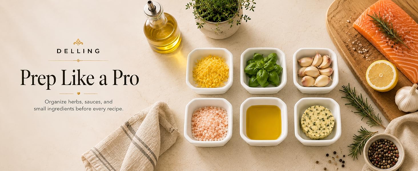 Prep Like a Pro Organize herbs, sauces, andsmall ingredients before every recipe.