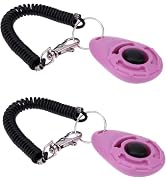 ZGLUZP 2Pcs Pink Dog Clicker for Training Easy to Use with Button Dog Training Accessories Strong...