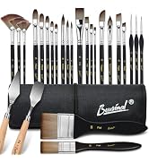 Bougimal 26pcs Paint Brush Set, Professional Acrylic Paint Brushes with Flat, Filbert, Fan, Dagge...